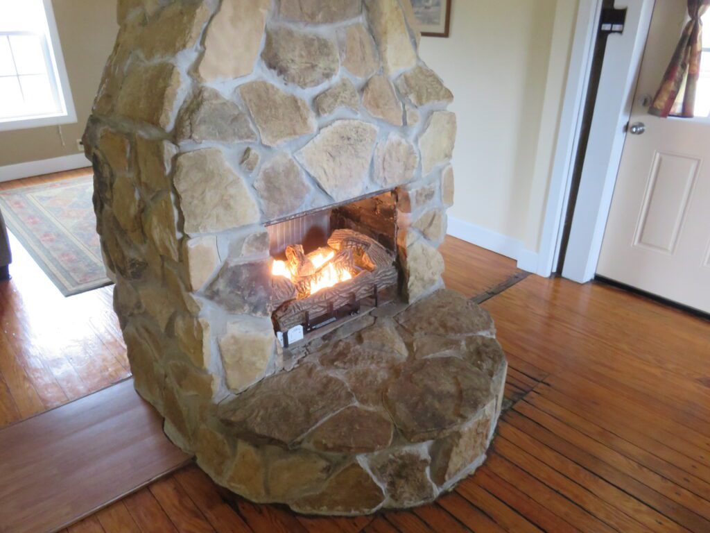 Fieldstone fireplace